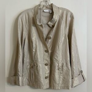 Chico’s Beige Linen Metallic Good Jacket